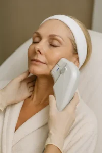 Woman receiving HIFU non surgical facelift treatment Dover